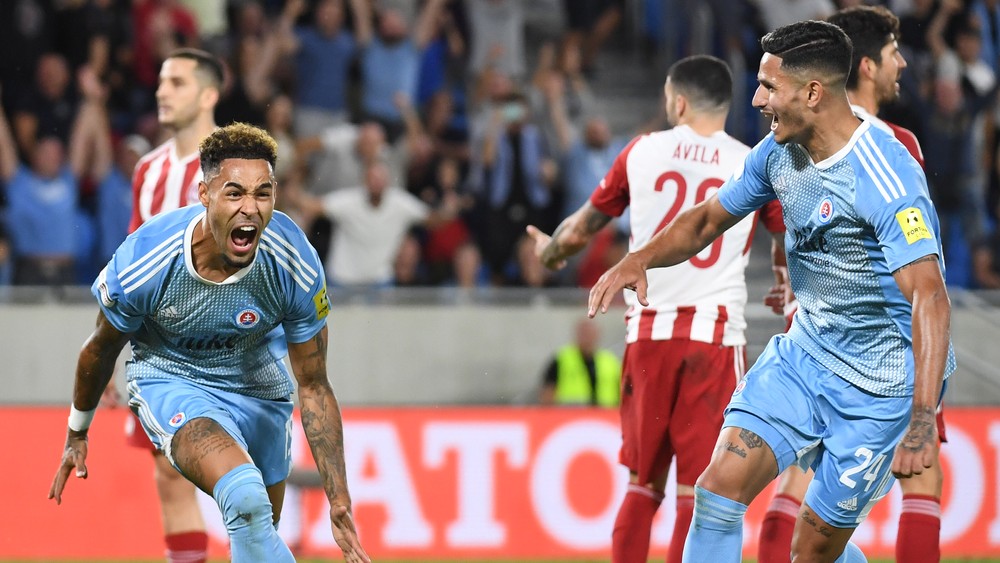 VIDEO: Tri hlavičky a gól. Slovan proti Olympiakosu druhýkrát vyrovnal