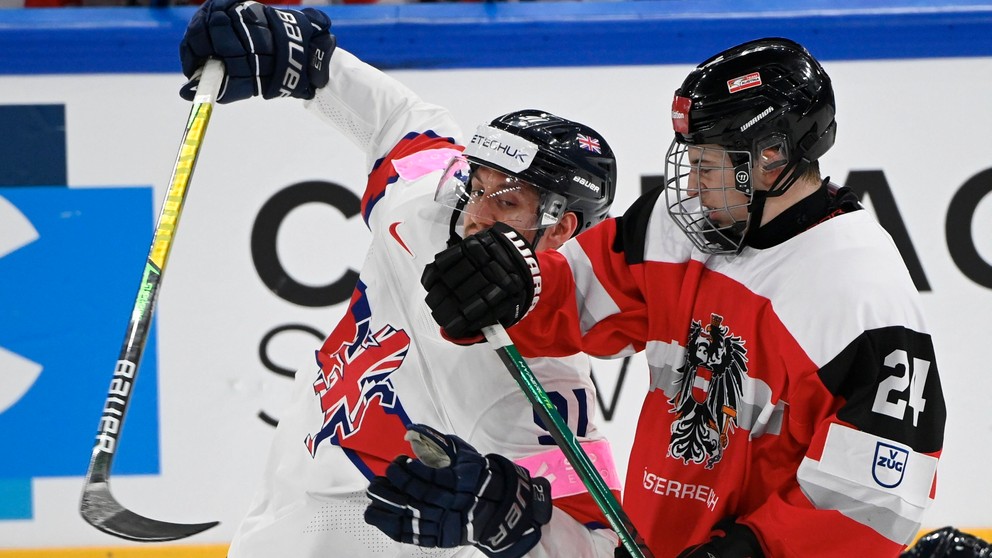 Zápas Rakúsko - Veľká Británia na MS v hokeji 2022.