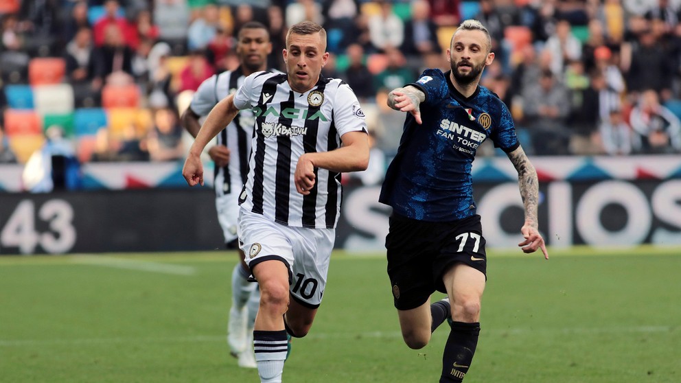 Momentka zo zápasu Serie A Udinese Calcio - Inter Miláno.