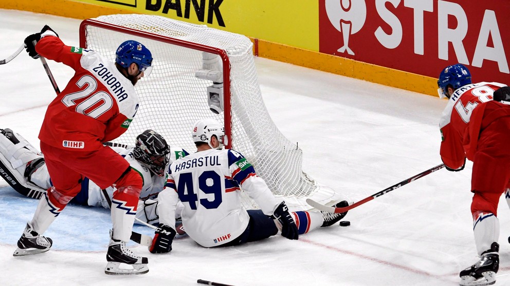 Momentka zo zápasu Nórsko - Česko na MS v hokeji 2022.