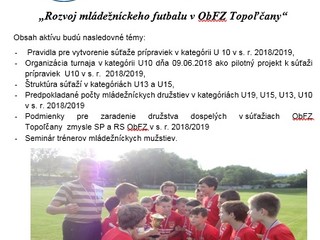 Pozvánka na Aktív KM a ŠF ObFZ Topoľčany - "Rozvoj mládežníckeho futbalu v ObFZ Topoľčany"