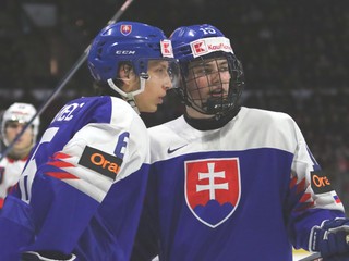 Momentka zo zápasu Slovensko - USA na MS v hokeji do 20 rokov 2023.