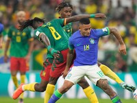 Momentka zo zápasu Brazília -Kamerun na MS vo futbale 2022.