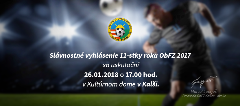 Vyhlásenie najlepšej jedenástky roka 2017 - I.triedy dospelých ObFZ Košice - okolie