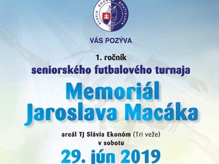Pozvánka na 1. ročník seniorského turnaja Memorial Jaroslava Macáka