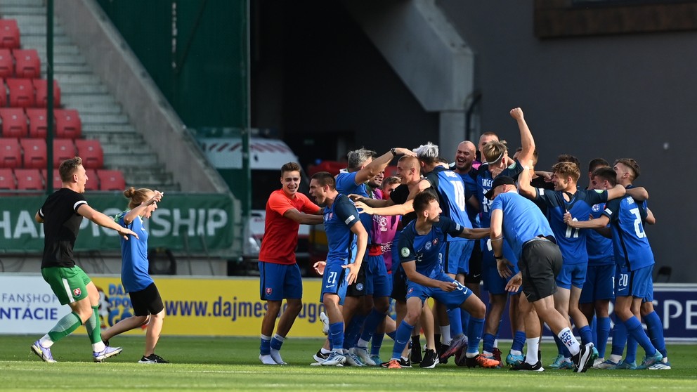 Slovenská radosť po zápase s Rakúskom na EURO U19.