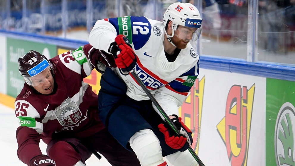 Zápas Lotyšsko - Nórsko na MS v hokeji 2022.