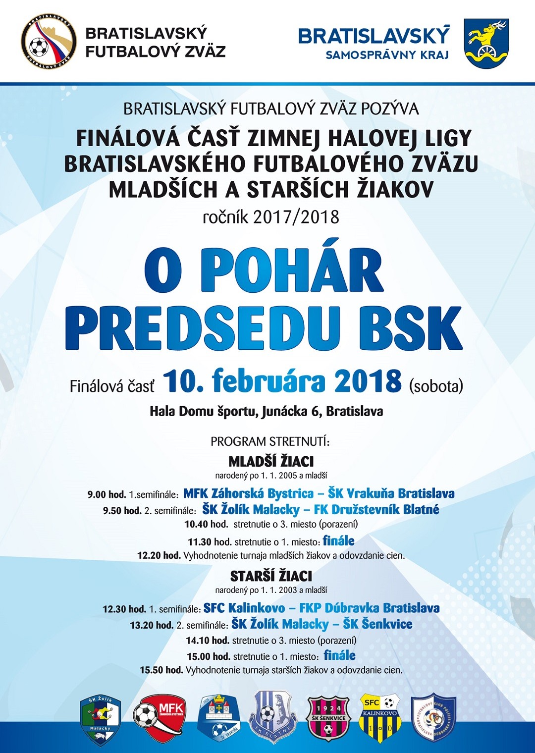 MFK Záhorská Bystrica a SFC Kalinkovo sa stali víťazmi Zimnej halovej ligy BFZ žiakov 2017/2018