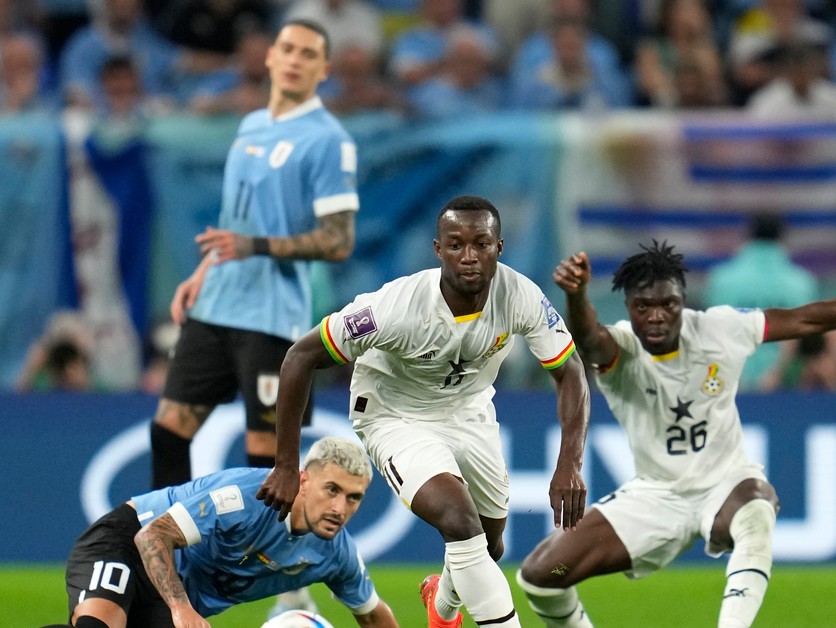 Momentka zo zápasu Ghana - Uruguaj.