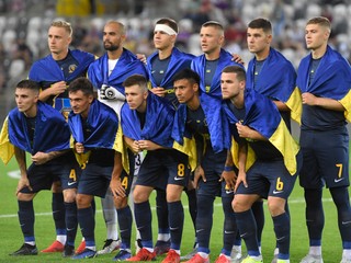 Futbalisti SC Dnipro-1 pred zápasom 4. kvalifikačného kola Európskej ligy proti AEK Larnaka.