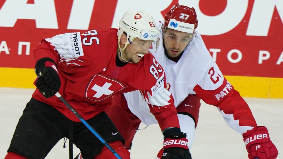 Zápas Švajčiarsko - Rusko na MS v hokeji 2021.