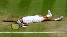 Nick Kyrgios po výhre vo štvrťfinále Wimbledonu 2022.