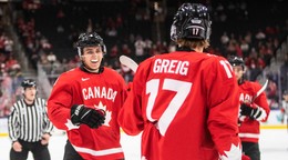 Kanadskí hokejisti do 20 rokov.