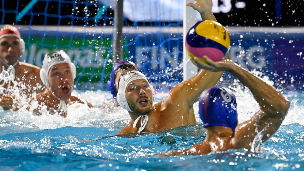 Momentka zo zápasu Maďarsko - Gruzínsko na MS vo vodnom póle 2022.