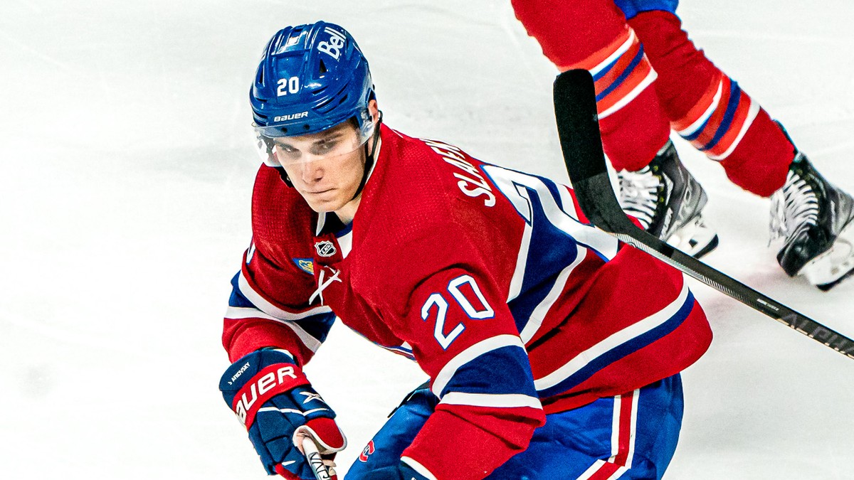 Juraj Slafkovský v drese Montrealu Canadiens.