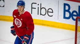 Juraj Slafkovský na tréningu Montrealu Canadiens.