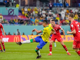 Gólové zakončenie Casemira v zápase Brazília - Švajčiarsko na MS vo futbale 2022.