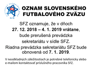 SFZ - Oznam Slovenského futbalového zväzu