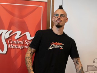 Marek Hamšík na piatkovej tlačovej konferencii v Bratislave.