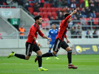 Trnavčania sa tešia z gólu na 1:0.