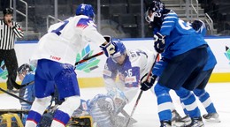 Momentka zo zápasu Slovensko - Fínsko na MS U20 v hokeji.