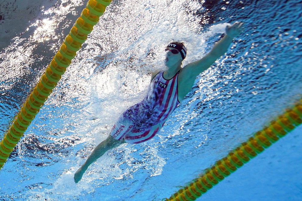 Americká plavkyňa Katie Ledecká na OH v Tokiu 2020. 