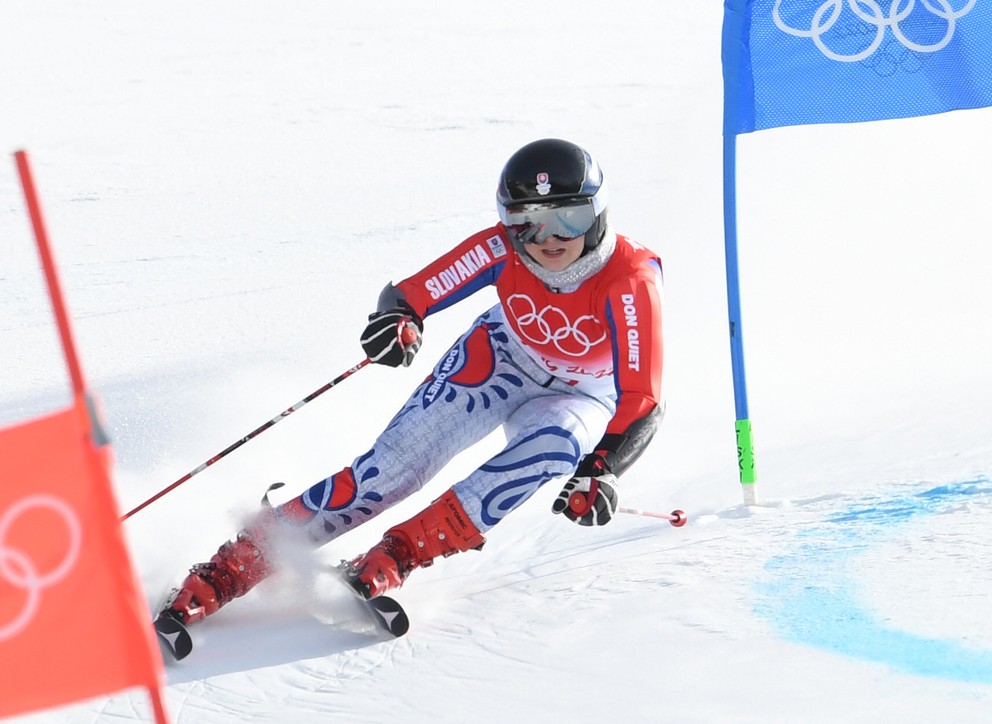 Slovenská lyžiarka Rebeka Jančová v 1. kole obrovského slalomu na ZOH 2022.