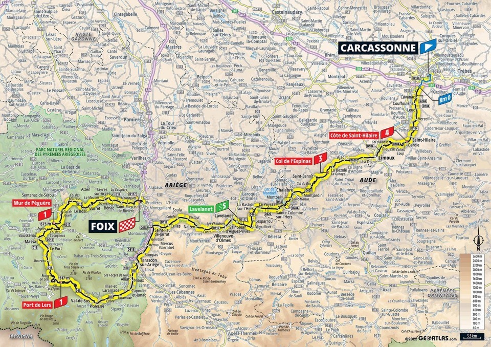 Mapa: 16. etapa na Tour de France 2022.
