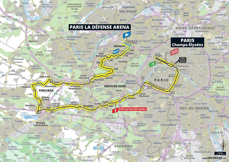 Mapa: 21. etapa na Tour de France 2022.